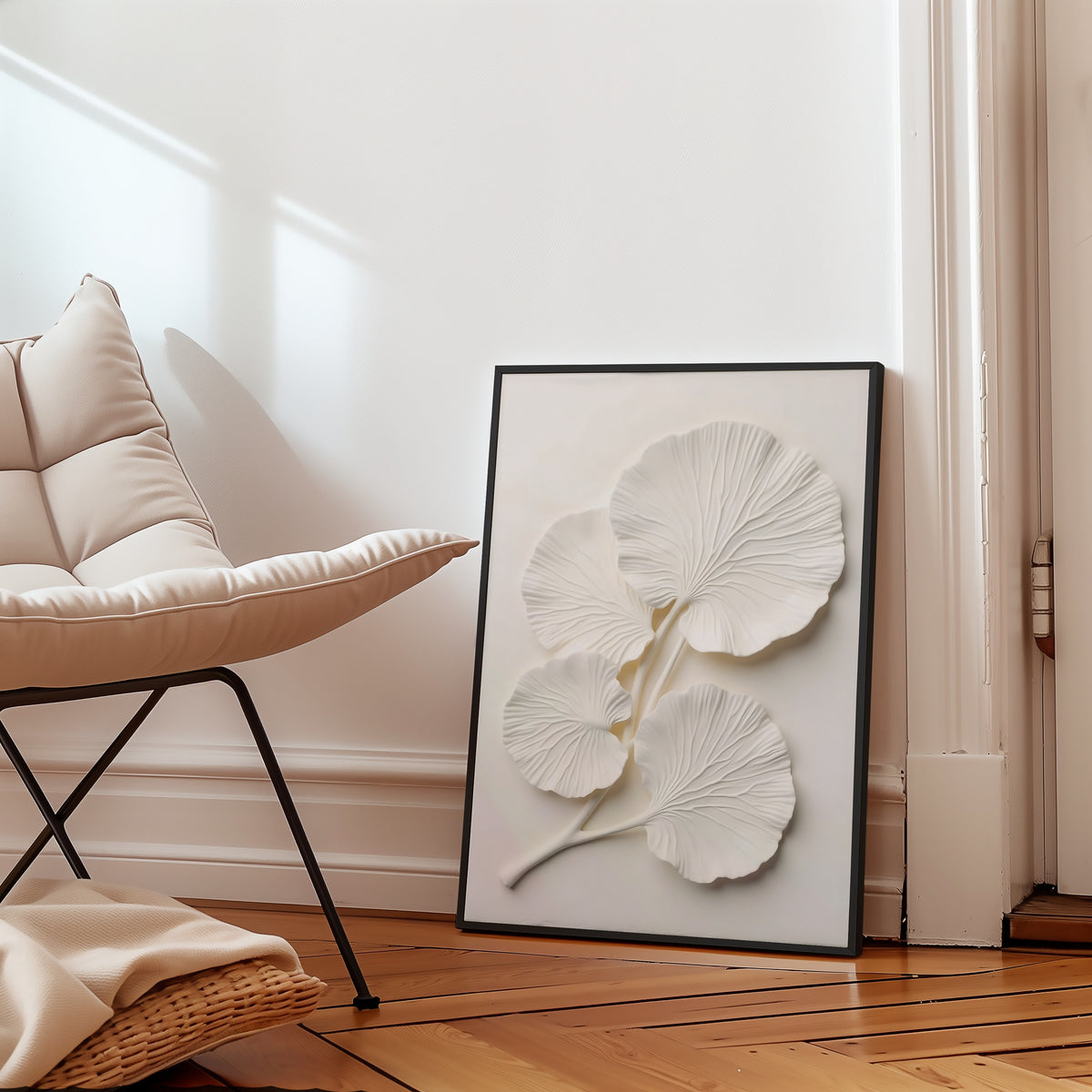 Ginkgo Leaf Textured No.2 affisch i ram i stilren inredning - Bozetto