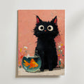 Cat Gold Fish – canvas utan passepartout