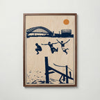 Harbour Leap Poster – hamnmotiv i valnötsram, fri frakt över 499 kr