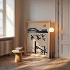 Harbour Leap Poster – hamnmotiv på vägg i stilren miljö, fri frakt över 499 kr