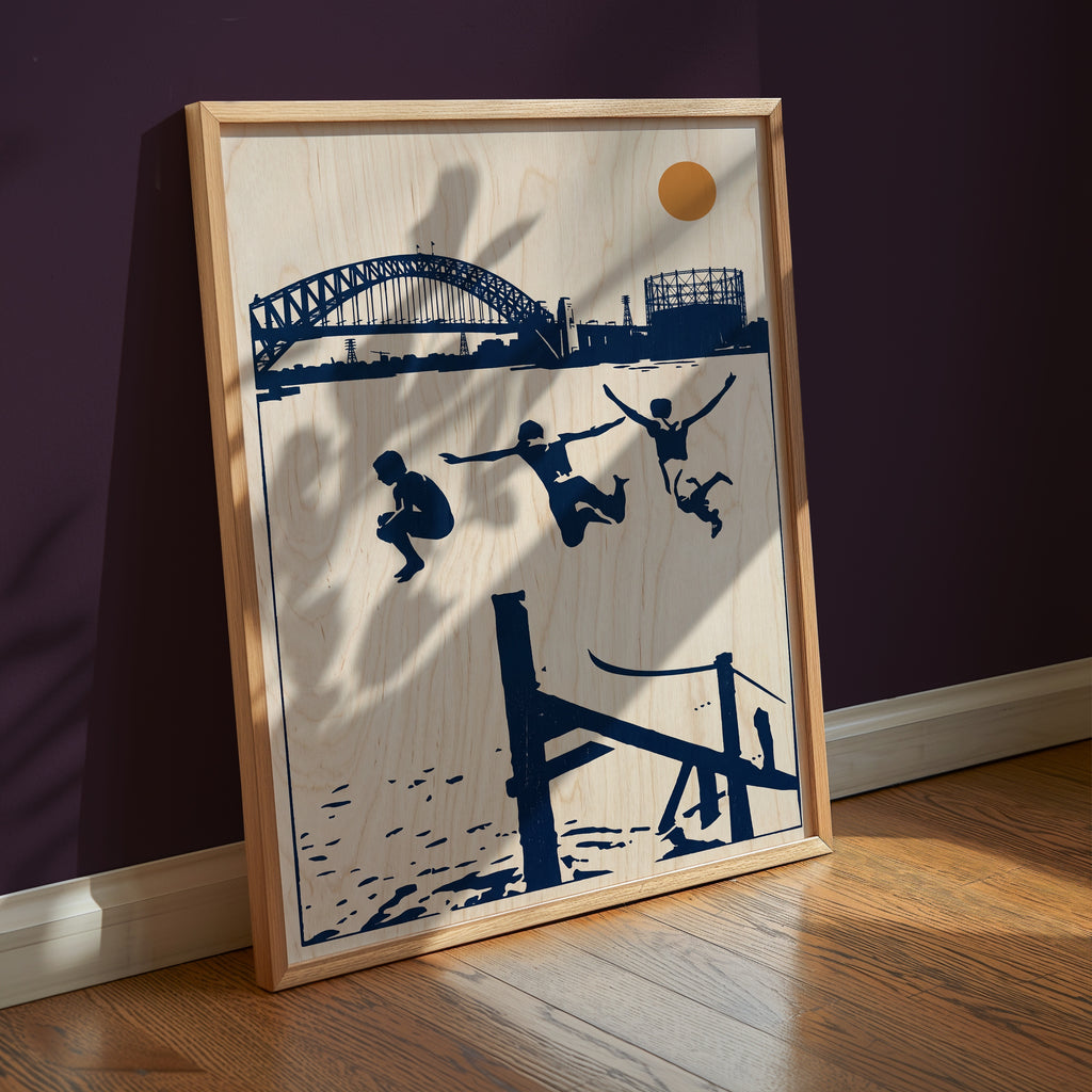 Harbour Leap Poster – stencilmotiv i hemmiljö, fri frakt över 499 kr