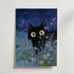 Night Whisper Cat – stilfullt konsttryck från Bozetto, tryckt på matt finpapper i hög tryckkvalitet