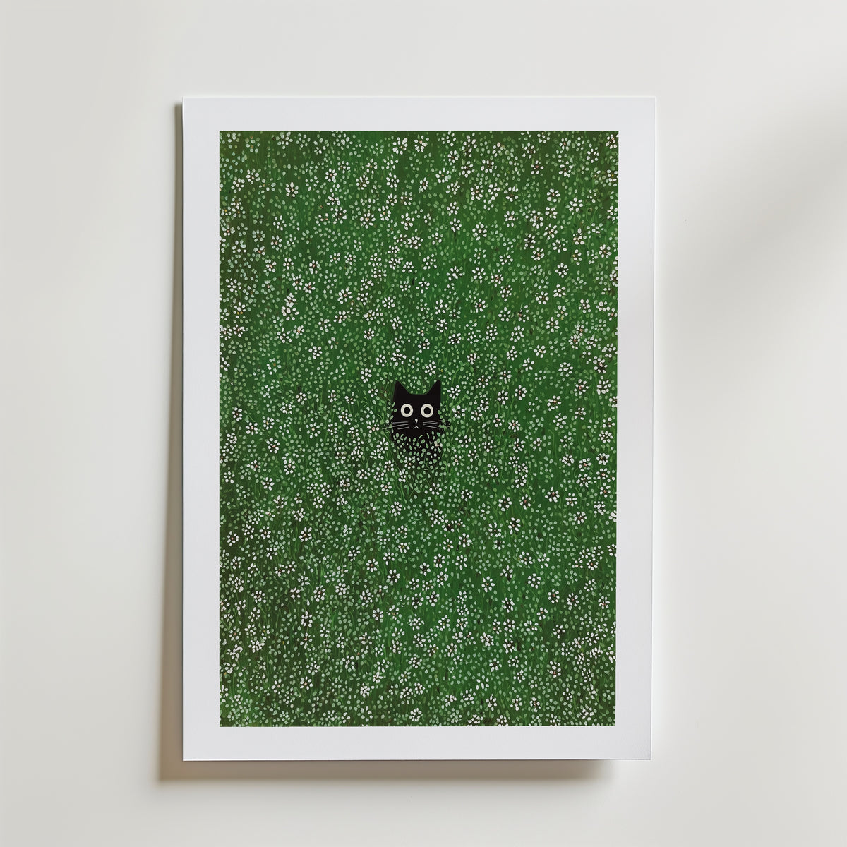 Hidden Meadow Cat Poster – med passepartout