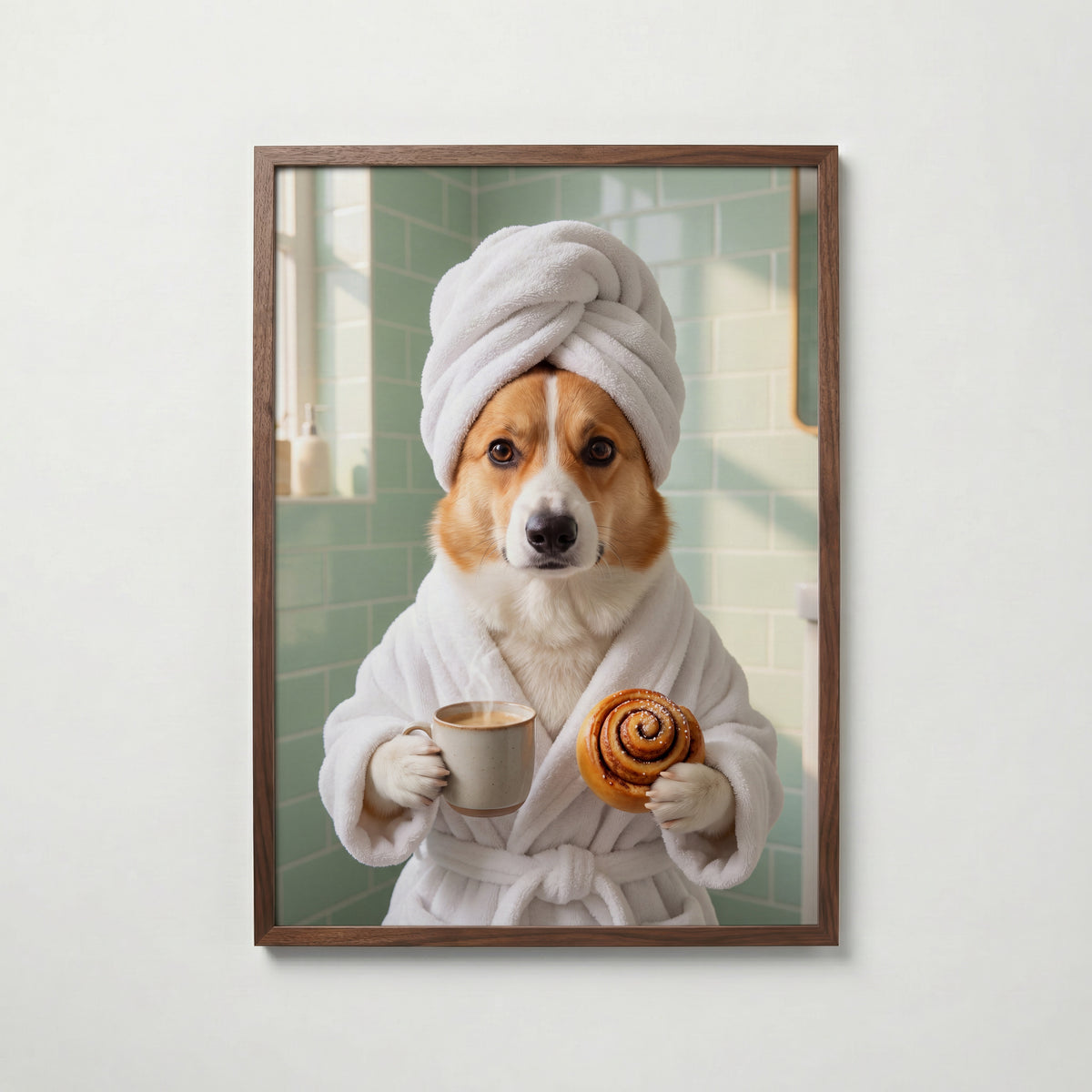 Husdjursporträtt Morgonrutin i valnötsram