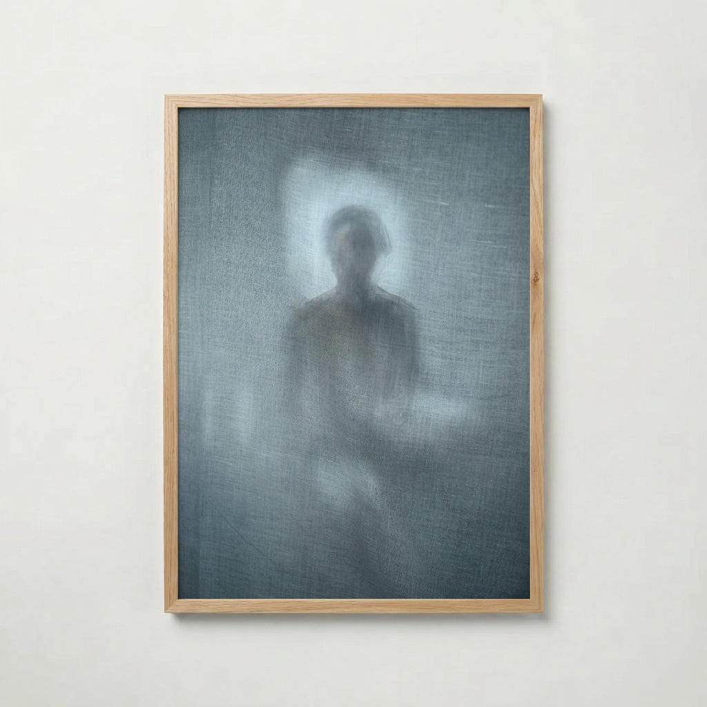 Linen Veil Poster i ekram, siluett bakom linne, tryckt i Sverige