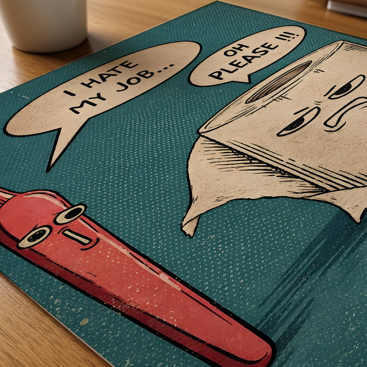 I Hate My Job poster som papper på skrivbord (paper_desk) – konsttryck från Bozetto i hög kvalitet