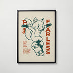 Kickflip Fox Poster – skateräv i svart ram, tryckt i Sverige