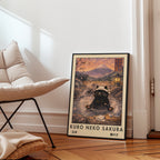Kuro Neko Sakura Onsen Cat Poster på vägg i hem – Bozetto