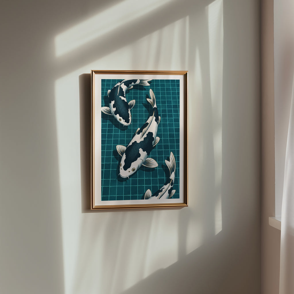 Koi Pool Poster på vägg i vardagsrum, fri frakt över 499 kr