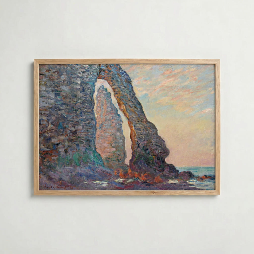 Claude Monet La Manneporte Étretat 1883 affisch i ljus ekram med naturligt träutseende – Bozetto