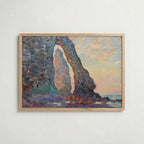 Claude Monet La Manneporte Étretat 1883 affisch i ljus ekram med naturligt träutseende – Bozetto
