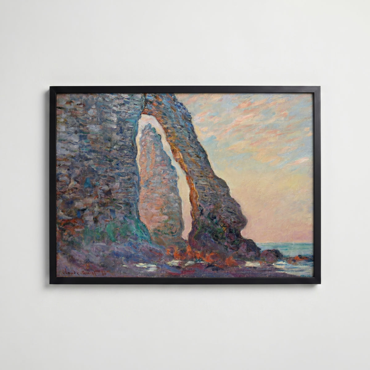 Claude Monet La Manneporte Étretat 1883 affisch i modern svart ram – stark kontrast och stil, Bozetto
