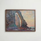 Claude Monet La Manneporte Étretat 1883 affisch i valnötsram – mörkbrun inramning med lyxig känsla, Bozetto