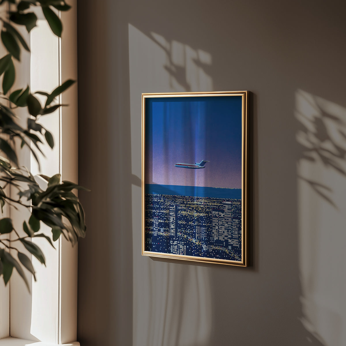 Hiroshi Nagai Twilight Flight poster i inramad miljö på vägg – konsttryck från Bozetto i hög kvalitet