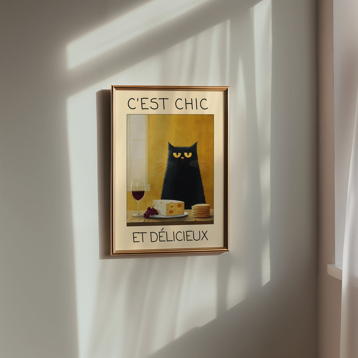 French Gourmet Cat poster i inramad miljö – Bozetto konsttryck i hög kvalitet