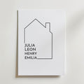 Personlig poster hus med familjens namn poster