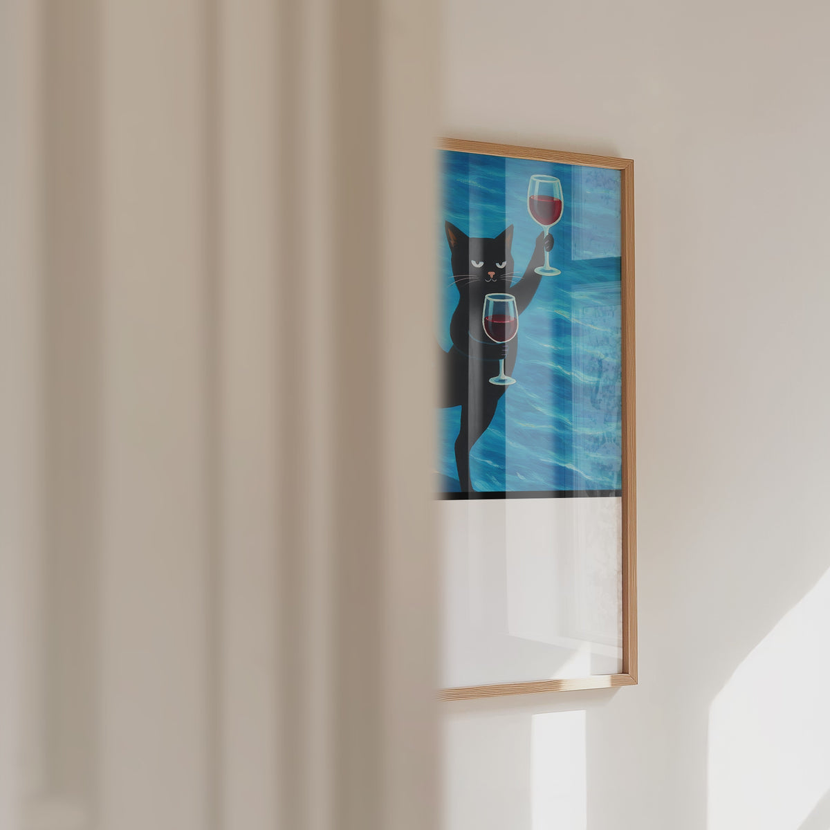 Surfing Wine Cat Poster – väggvideo