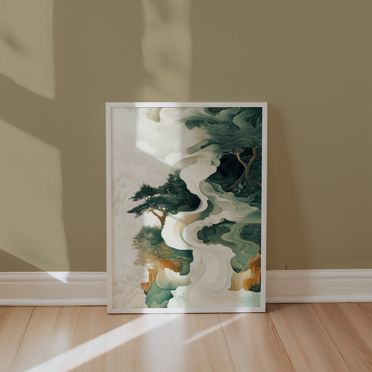 Whispers of the Ancient Forest poster inramad i modern inredning – Bozetto