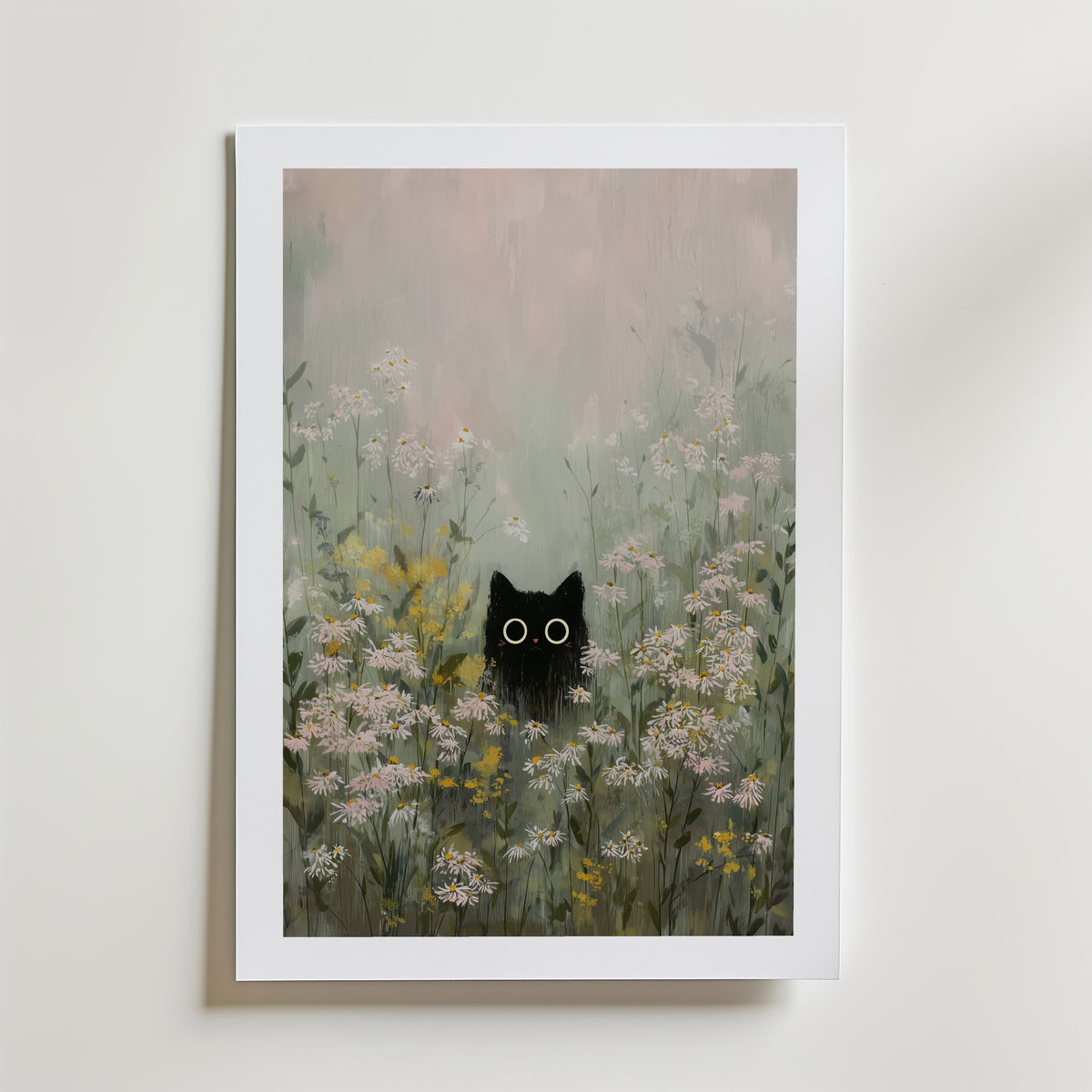 Silent Meadow Cat Poster – med passepartout