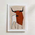 Terracotta Bull Poster – med passepartout