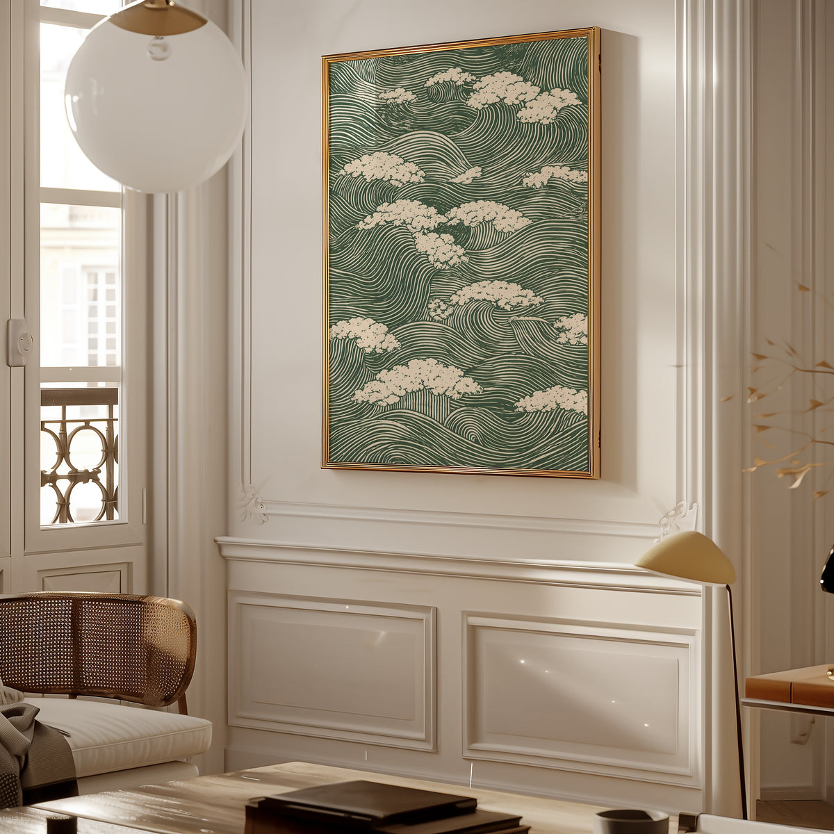 Waves and Clouds poster i inramad miljö på vägg – Bozetto affisch i hög tryckkvalitet