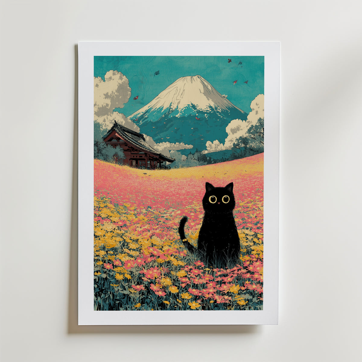 Whispering Fields Cat Poster – med passepartout