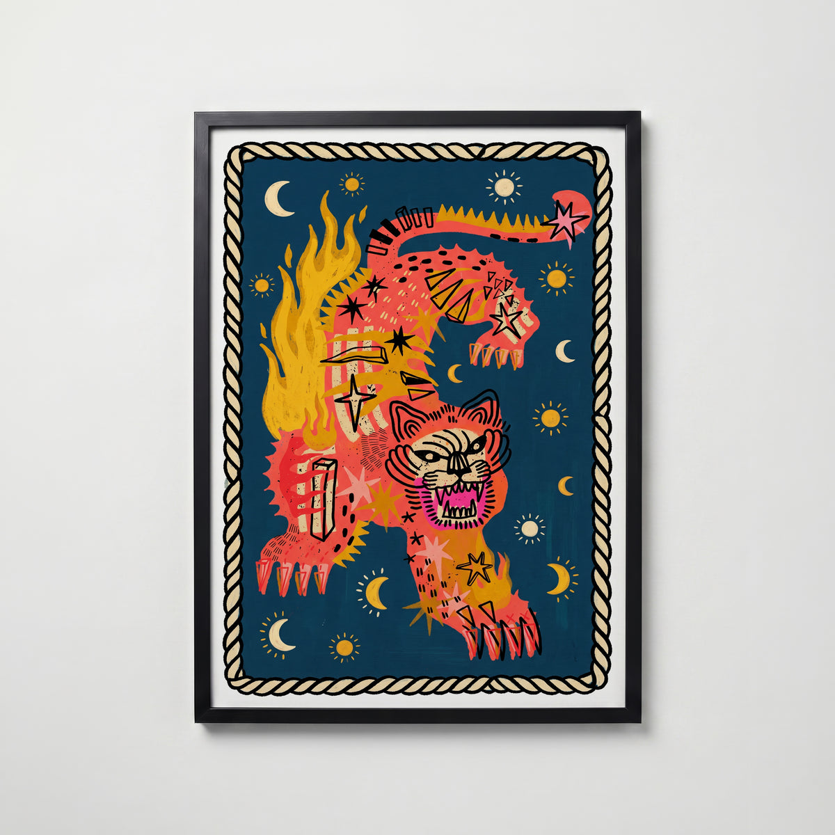 Wildflame Jaguar Poster – jaguar i svart ram, tryckt i Sverige