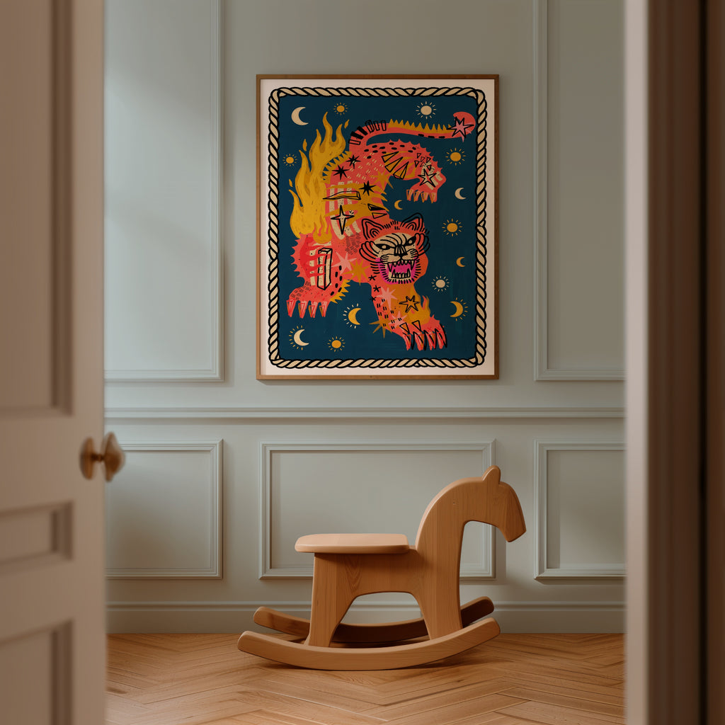 Wildflame Jaguar Poster – inramad jaguartavla i rum, fri frakt över 499 kr