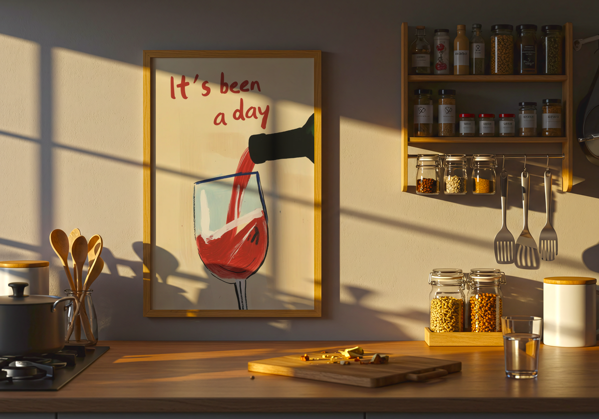 It’s Been a Day Wine poster visad rakt fram – Bozetto affisch i hög tryckkvalitet