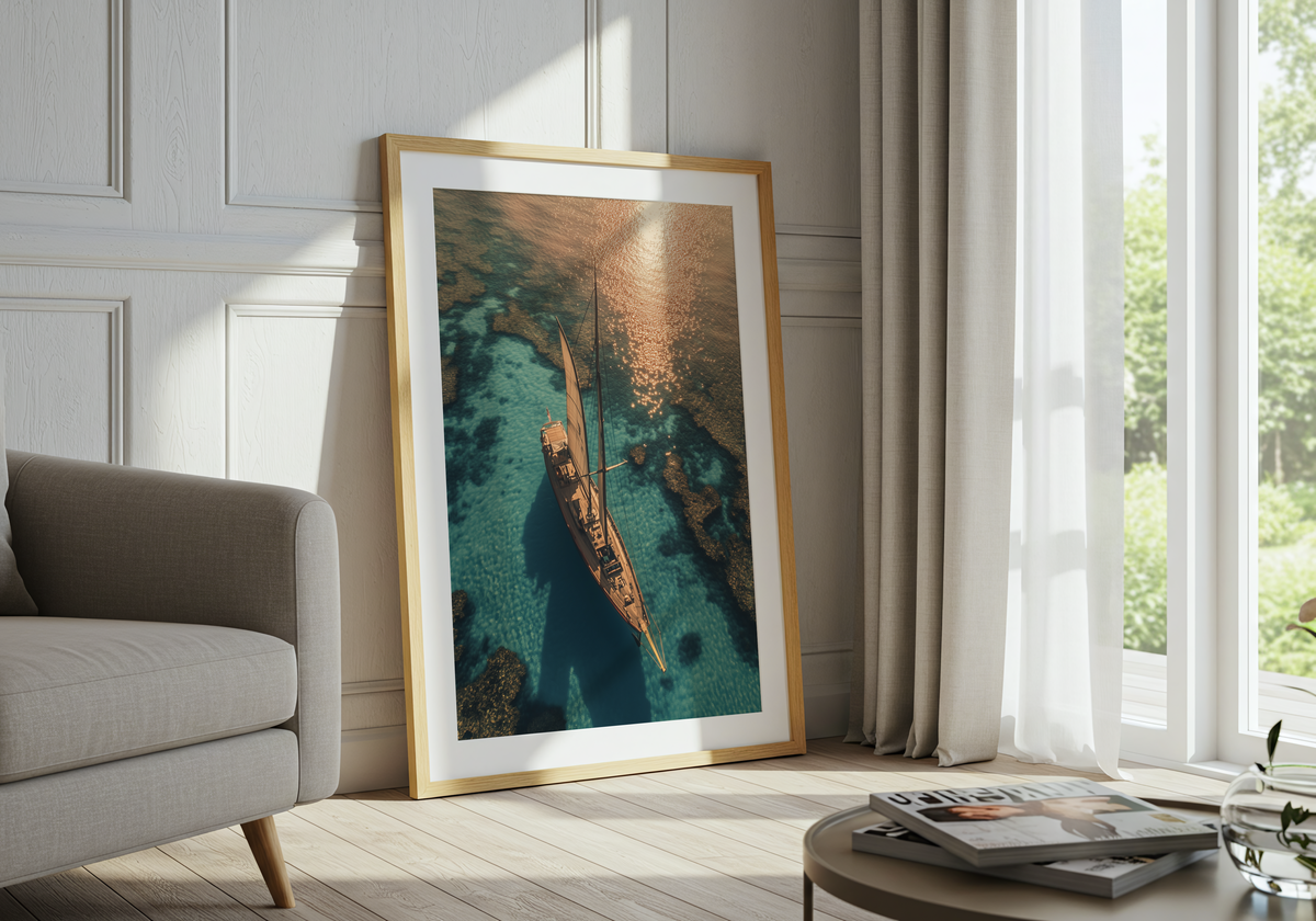 Turquoise Sea poster visad rakt fram – Bozetto affisch i hög tryckkvalitet i hög tryckkvalitet