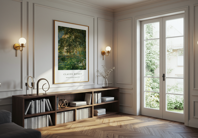 Claude Monet Relaxing In The Garden Poster