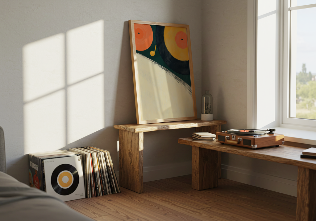 Vinyl Vibes poster visad rakt fram – Bozetto affisch i hög tryckkvalitet i hög tryckkvalitet