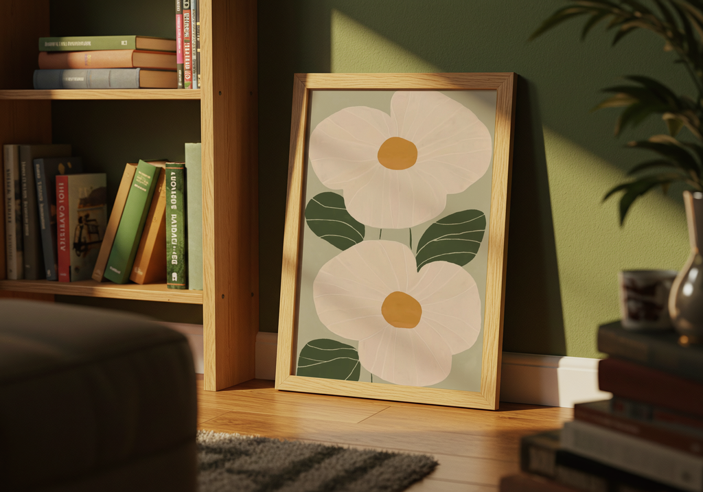 Minimalist green leaves – affisch med stilfullt motiv från Bozetto i hög kvalitet