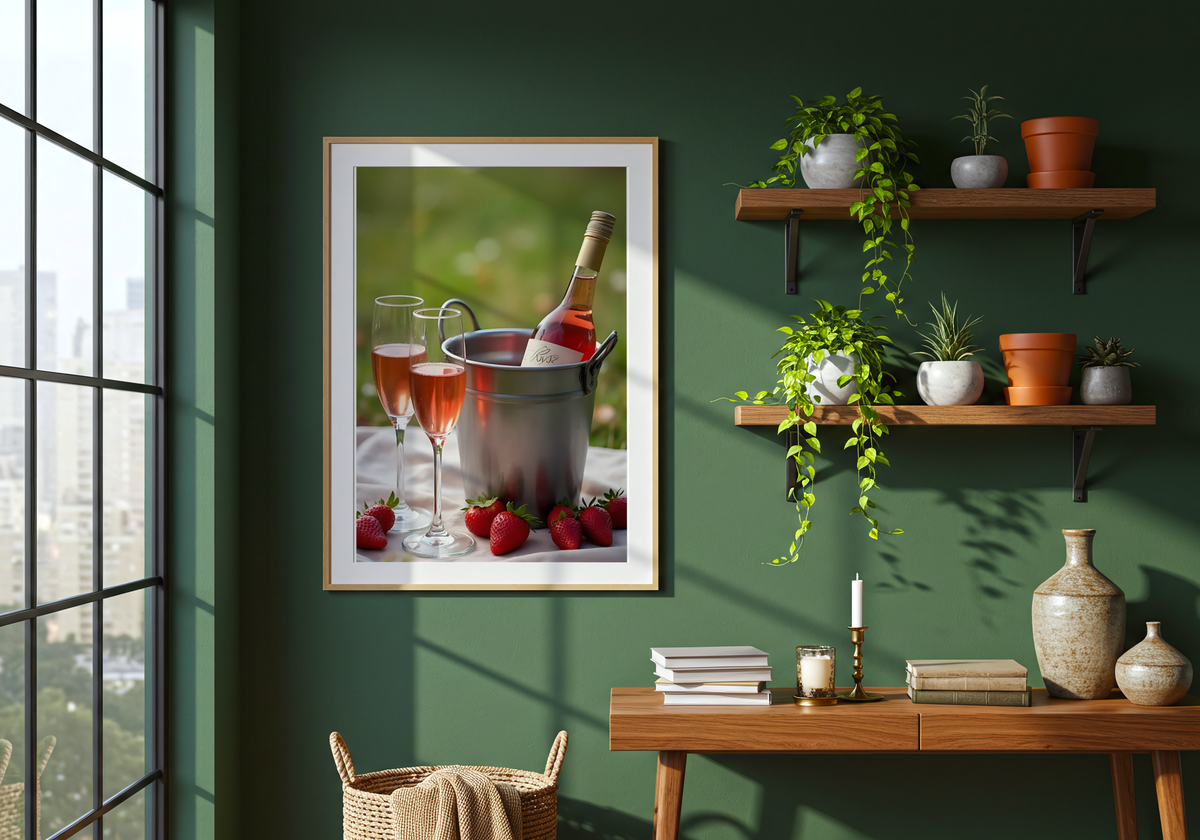 Strawberry Picnic poster visad rakt fram – Bozetto affisch i hög tryckkvalitet i hög tryckkvalitet